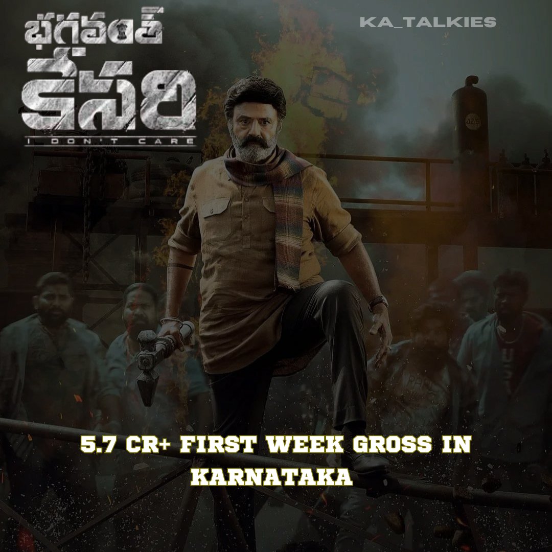 #BhagavanthKesari - ₹5.7 Cr first week gross at Karnataka Box office. The film holds excellent shows for its 2nd week as well. Breakeven expected by EOD Great phase for the actor, consecutive blockbusters with all films surpassing 5Cr mark 👏