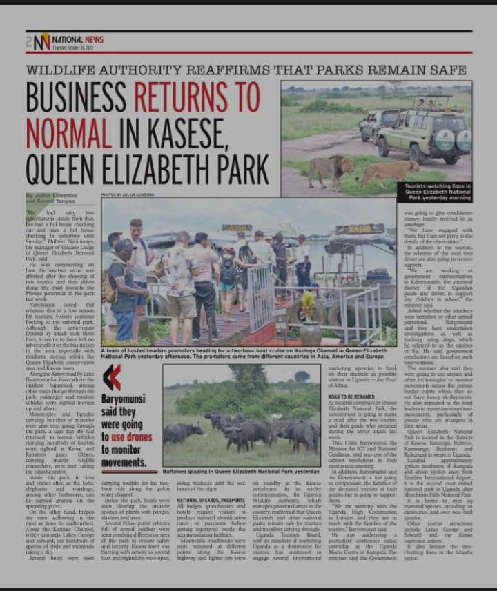 bashirhangi's tweet photo. Thank you @newvisionwire for this elaborate expose. You have told the world that #QueenElizabethNationalPark is safe and that for sure is what it is. As Ugandans, we have a duty to portray our country in a positive manner.
#VisitQueen
@ExploreUganda https://t.co/oPLDMu87kq