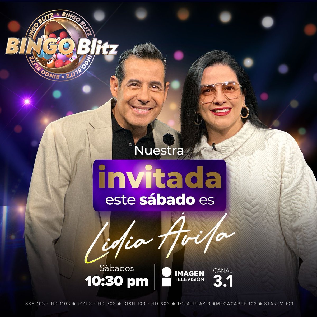 No te puedes perder a @LidiaAvila este sábado en #BingoBlitz junto a @YordiRosado solo por @ImagenTVMex 🤩 Te esperamos 10:30 pm en el 3.1 #BingoConYordiRosado