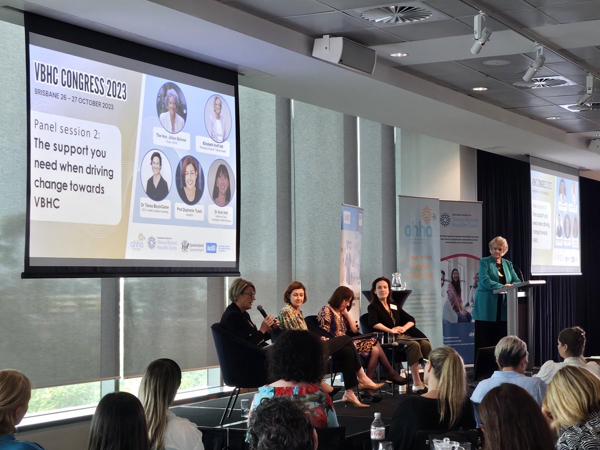aushealthvalue's tweet photo. Back from lunch and on to Panel session 2! Exploring the support you need when driving change towards value-based health care. #VBHCC23 @telstrahealth @HealthJusticeAu @AusHSI https://t.co/aEwpeoOoAK
