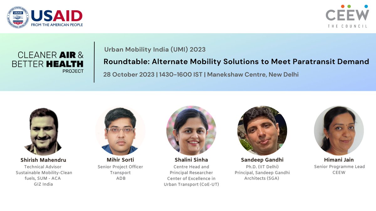 2⃣ days to go! Join us for a Roundtable at the 16th @UMIConfExpo 2023 conference, on ‘Alternate Mobility Solutions to Meet Paratransit Demand’, brought to you by the @USAID funded Cleaner Air and Better Health (CABH) project. Know more👇