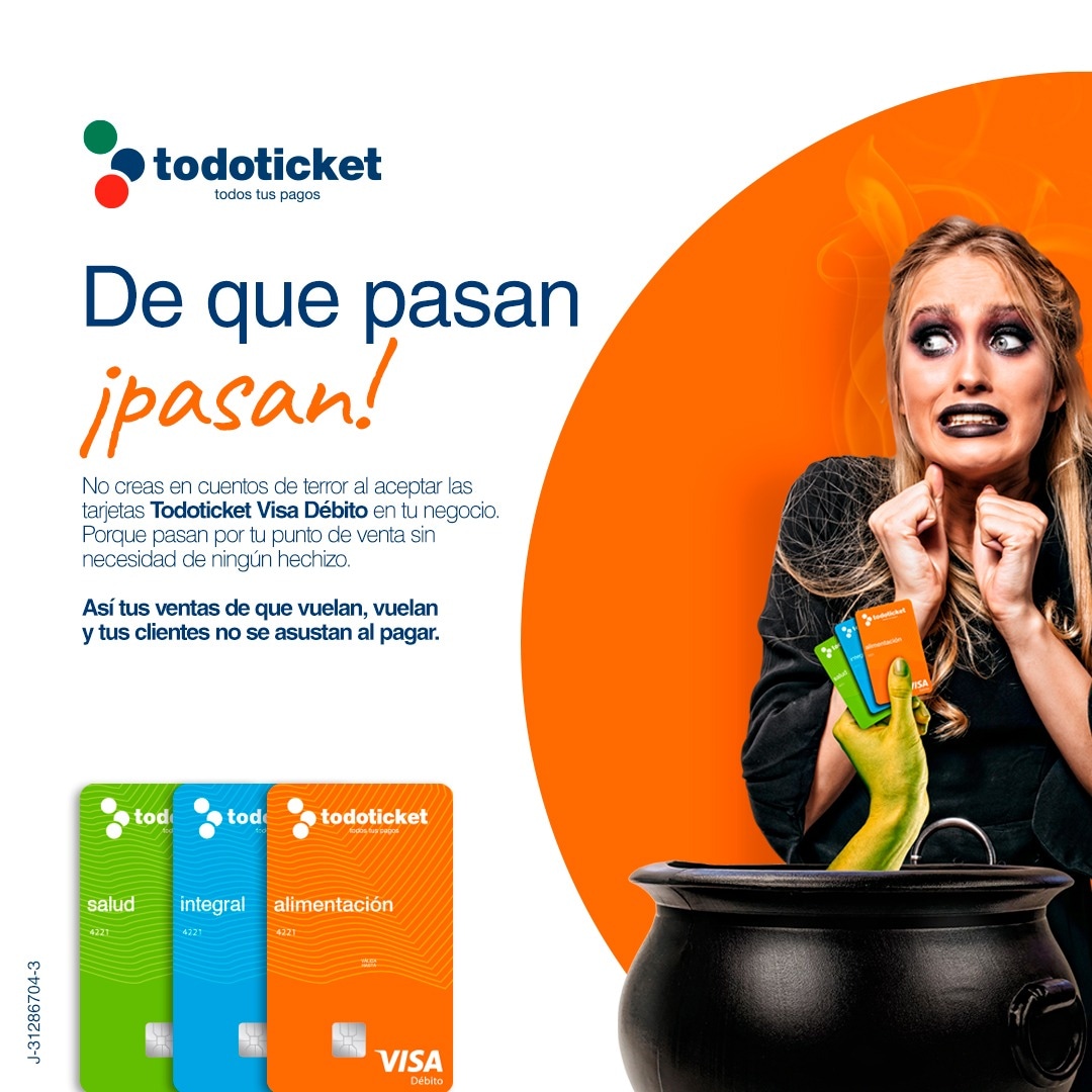 📢 No creas en cuentos de terror al aceptar las tarjetas #TodoTicket VISA débito 🌐

🎃 DE QUE PASAN ¡PASAN! 🎃👻🧙‍♀️

🎯 Cliente: TodoTicket 
🎯 Campaña: Aceptación
🎯 Versión: Halloween

#ventas #VISA #pagos #puntosdeventa #24 #brujas #halloween #vuelan #mediosdepago 

🚀🛸🎯👻🧙‍♀️