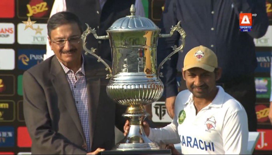 Another Trophy for @SarfarazA_54 as the captain 🏆

Congratulations @shani_official , @asadshafiq1986 , @mirhamza_k , @Ali17Noman , @_khurrammanzoor , @SaimAyub7 , @omairbinyousuf , @ShahnawazDahani , @ghulammudassar5 , @AghaSabir , @Azamkhanpcc 🎉✨👏🙌