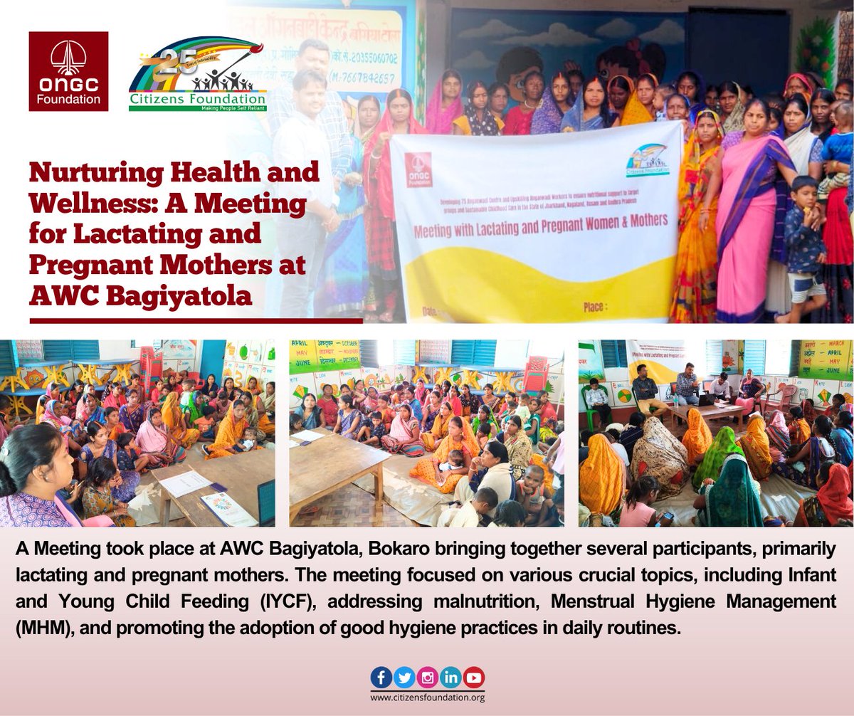 citizens_cf's tweet photo. Meeting for Maternal Well-being: AWC Bagiyatola at Bokaro, #Jharkhand Hosts an Informative Session Supported by @citizens_cf and @ONGC_Foundation, addressing vital concerns of lactating & Pregnant mothers, from infant nutrition to hygiene practices. #CFat26 https://t.co/UtIdHxbk2h