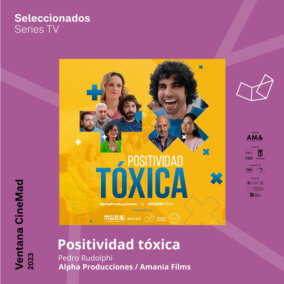 AMA_audiovisual's tweet photo. #VentanaCineMad2023 #ProyectosSeleccionados 
🎬 #SeriesTV
#PositividadTóxica es una #comedia escrita y dirigida por @PedroRudolphi y producida por #AlphaProducciones (@PedroRudolphi y @samuelopezactor) y @FilmsAmania (@KevinIgle). Está  en desarrollo y búsqueda de financiación
🧵 https://t.co/Ly6yzmTN6W