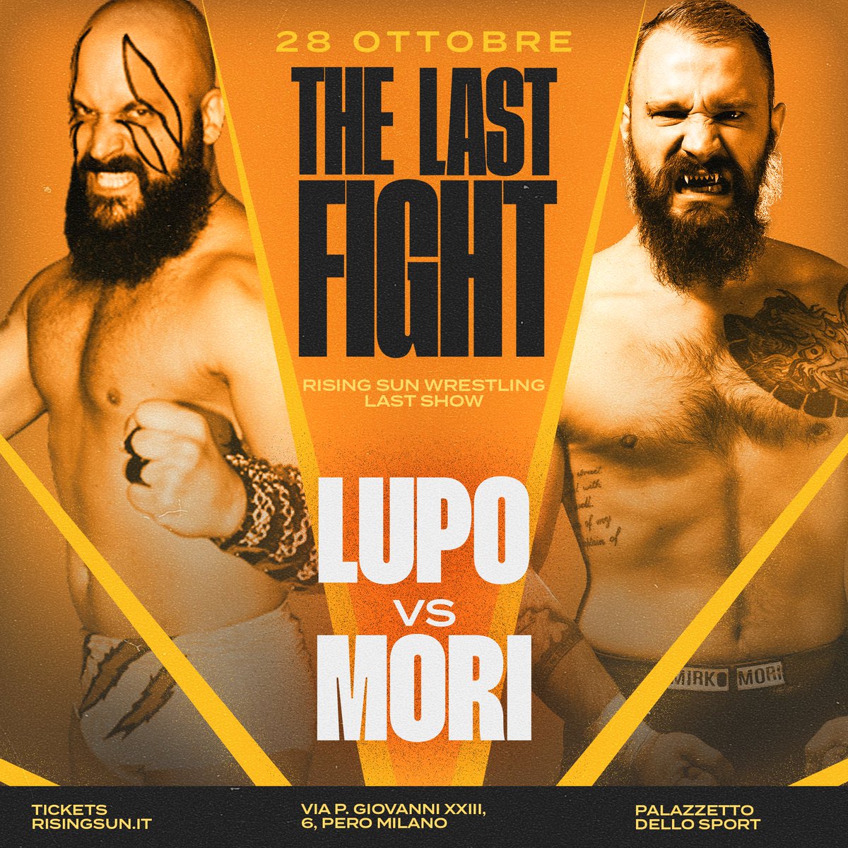 RisingSunItaly's tweet photo. They were loved as a #TagTeam (as the #GodSlayers), but what will happen if they'll face each other?
@AlphaMaleLupo vs. @MirkoMoriUV
This #match will be HUGE.
See ya #SabatoSera in #Milano M1 #Pero.
#Wrestling #WrestlingItaliano #SingleMatch #Weekend https://t.co/zuiiXX87xh