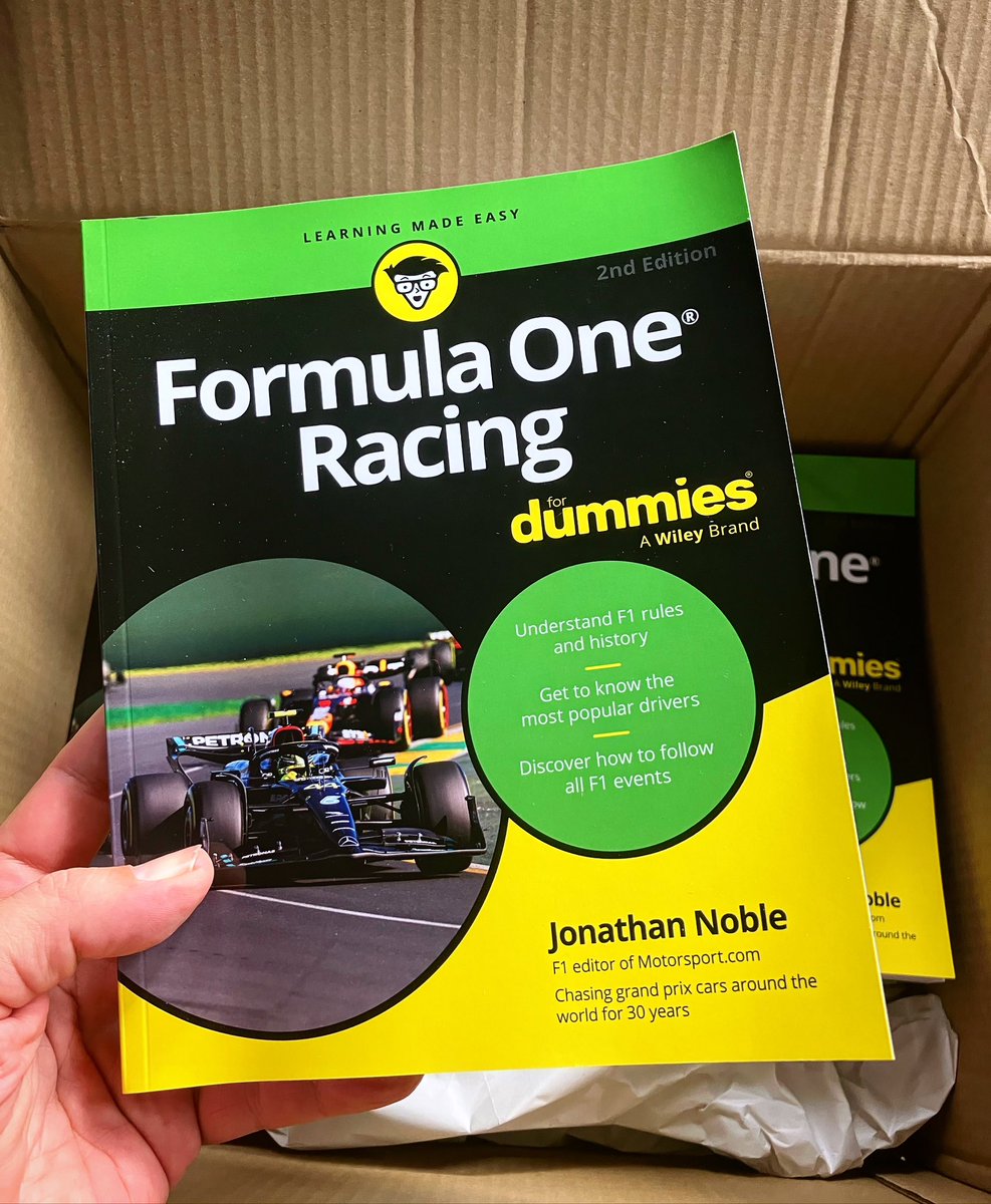 NobleF1's tweet photo. Nice surprise on my return from the USA! About 20 years after the original came out, I had fun (and some late nights!) helping bring everything bang up to date for this second edition. It’s now in print. Out in the shops next week. @ForDummies 

#f1 #formula1 #fordummies https://t.co/aZZC7gBZLs