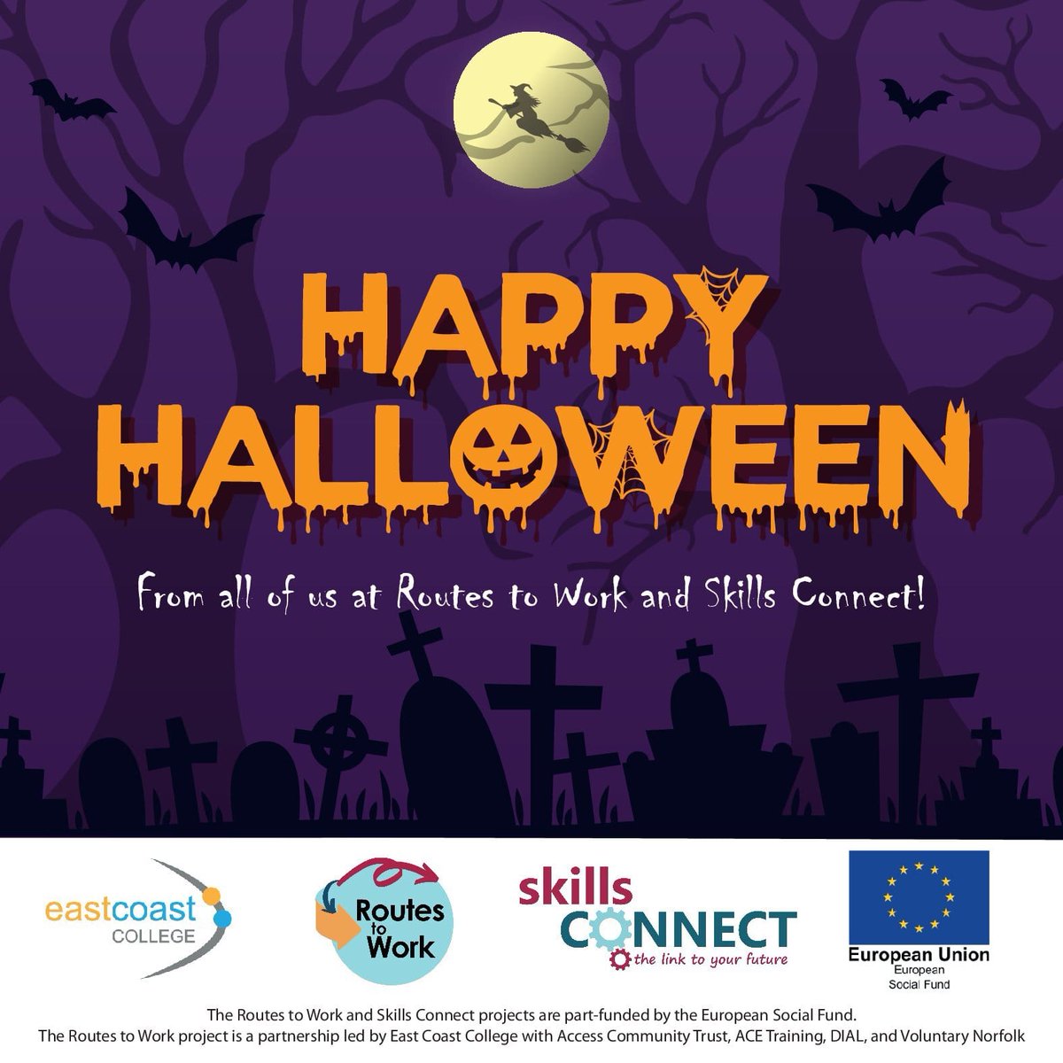 Happy Halloween from all of us at Skills Connect and Routes to Work 🎃🍁

#happyhalloween #Halloween