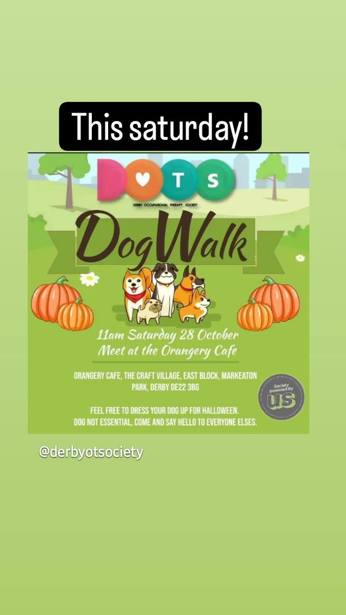 Don't forget, d.o.t.s dog walking this saturday! 

#derbyot
#occupationaltherapy
#derbyunion
#otstudent
#dogs