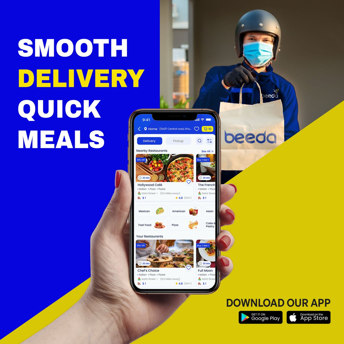 Beeda_Mega_App's tweet image. Craving your favorite dishes? Look no further! Beeda Food, available on #Beeda Mega App, brings your favorite #takeouts right to your doorstep. #Order now and satisfy those #food cravings!
Explore more at: beeda.com