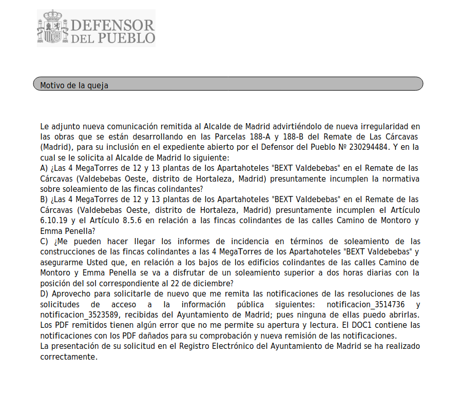JavierCaso's tweet photo. @StopTorres @AlmeidaPP_ @bcarabante @MADRID 👉 ¿Los Apartahoteles "BEXT Valdebebas" en el Remate de las Cárcavas (Valdebebas Oeste) presuntamente incumplen la normativa sobre soleamiento de las fincas colindantes?
¡#StopTorresCárcavas! ¡@StopTorres!
#OtroUrbanismoEsPosible 
https://t.co/fUyx3gxy39
¡Para su máxima difusión! https://t.co/B9iDR01udg
