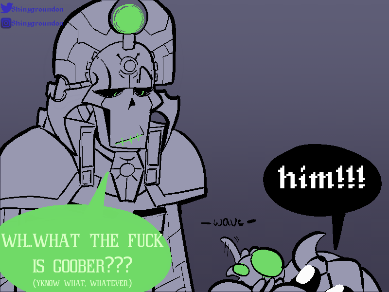 ShinyGroundon's tweet image. Xeno Diplomatic Gifts
.
a silly comic of Zeetheranok (@Zceenook 's OC) and Shiny