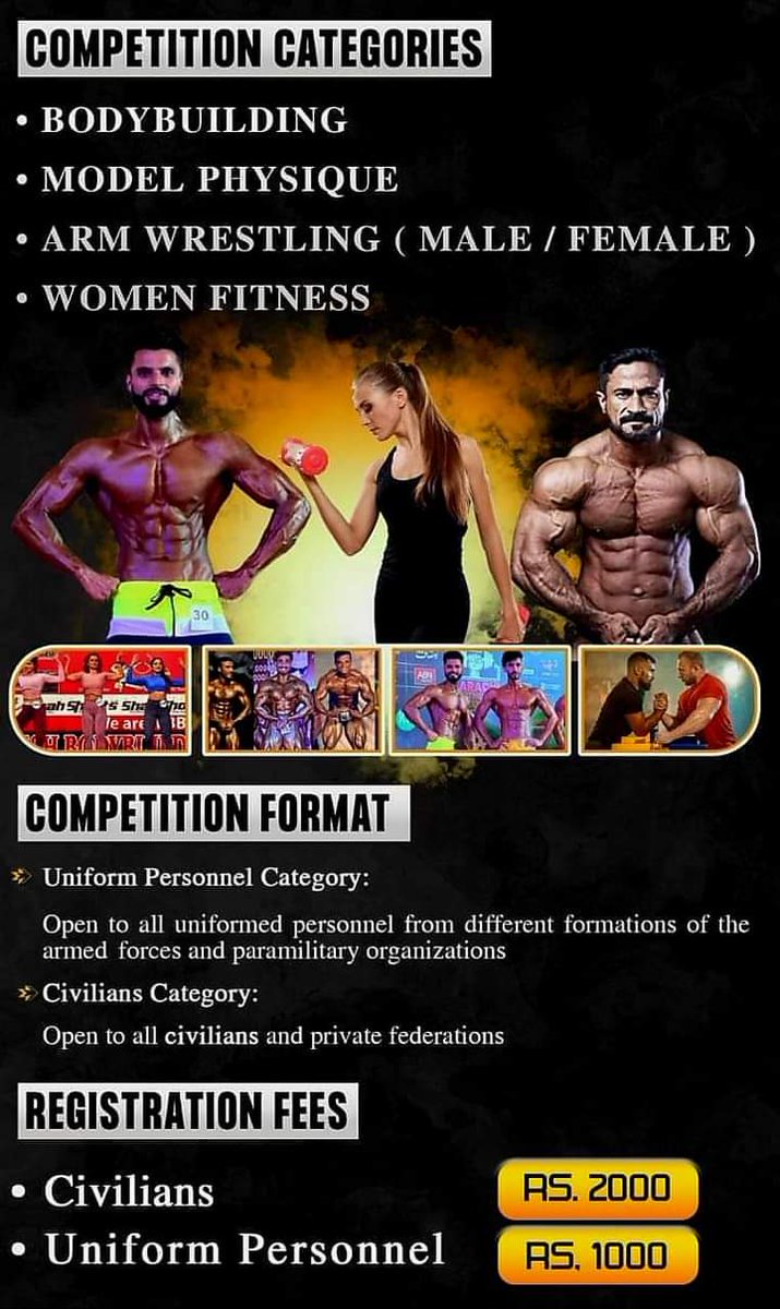 ArmughanMuqeem's tweet image. #SpecialSecurityUnit founded by Dr. Maqsood Ahmed Memon built up another great opportunity by initiating the 1st Inter Services and Civilian Bodybuilding Competition organising by #BadarExpo under the technical supervision of #WBPF🇵🇰 on15th November 2023.