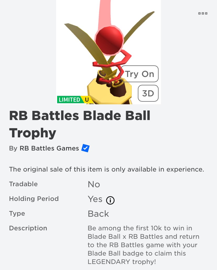 RB Battles Blade Ball Trophy