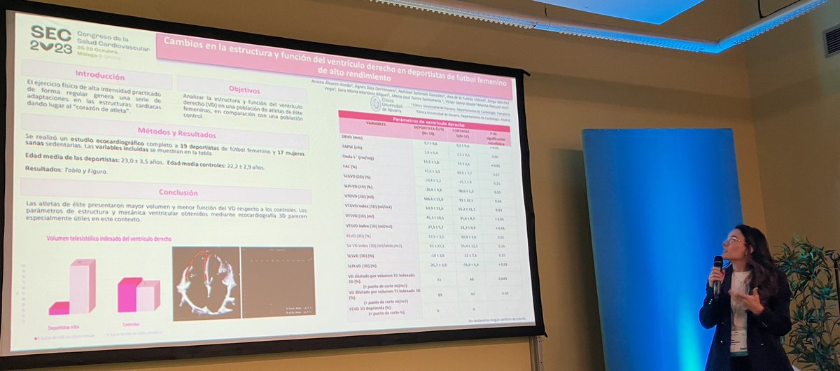 La Dra. Álvarez Acedo, R3 de Cardilogia en CUN Pamplona, expone nuestros trabajos sobre cambios estructurales y funcionales cardiacos en atletas de élite femenina en el congreso nacional de Cardiología en Málaga <a href="/ClinicaNavarra/">Clínica Universidad de Navarra</a> #SEC23