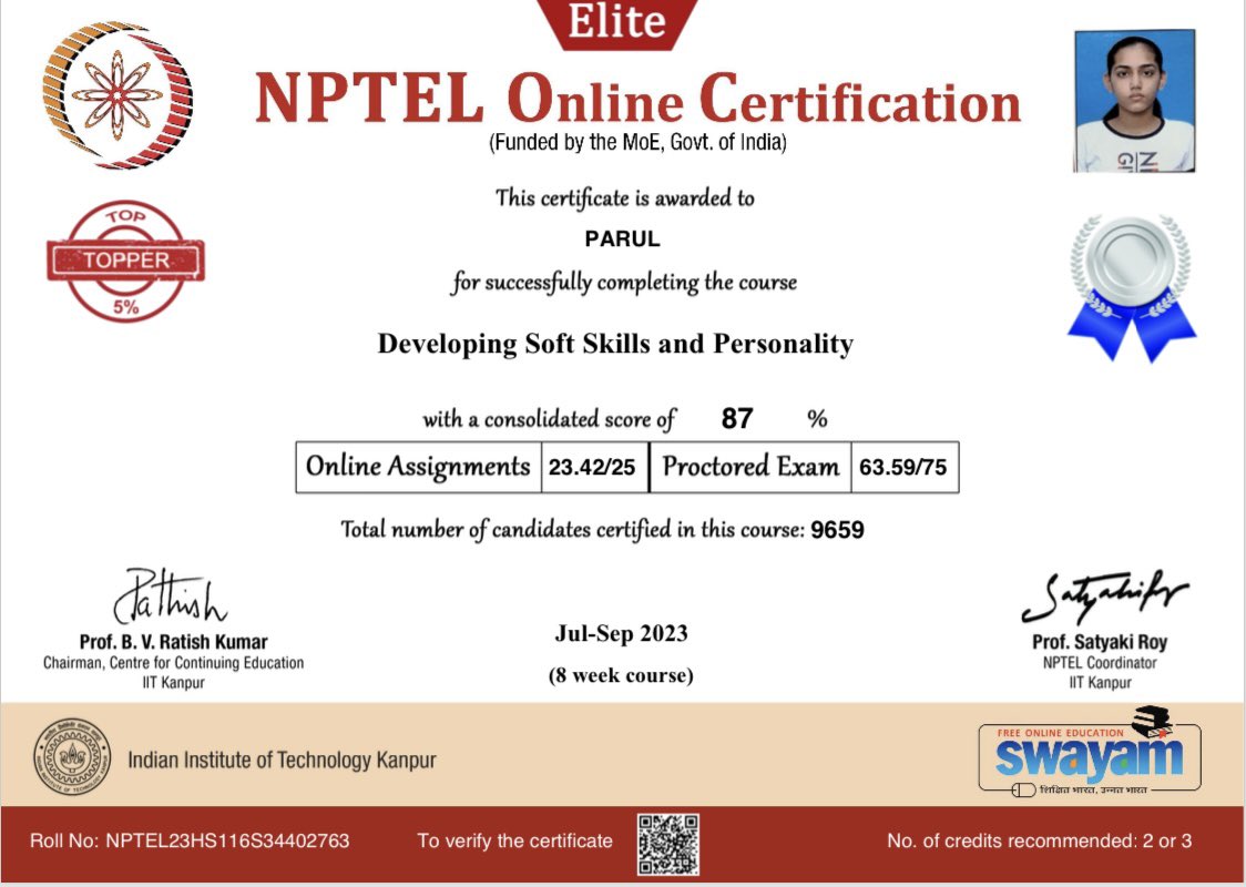 paruldhariwal01's tweet photo. Soft skills empower active collaboration,fostering a culture of continuous learning &amp; improvement.Learning about the relationship between time management and goal achievement inspired me to set ambitious yet attainable targets.  https://t.co/dvNcLqtJ7Z #NPTELGURU via @nptelindia https://t.co/BD3zmV2wlk