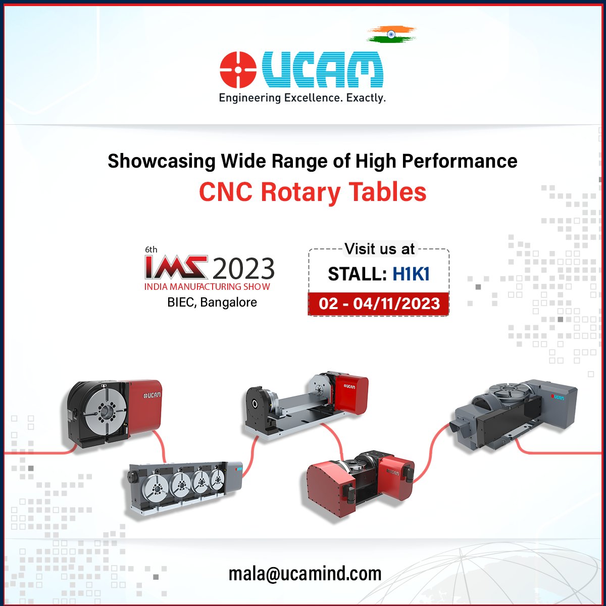UCAMPvtLtd's tweet image. Join us at #IMS2023 to explore our tooled-up CNC 4th and 5th axis solutions. 
Our expert team will provide personalized solutions to meet your unique needs. 
Find us at Stall No. H1K1 in BIEC, Bangalore, from November 2nd to 4th, 2023.

 #BIEC #MachineToolExpo #RotaryTable #UCAM