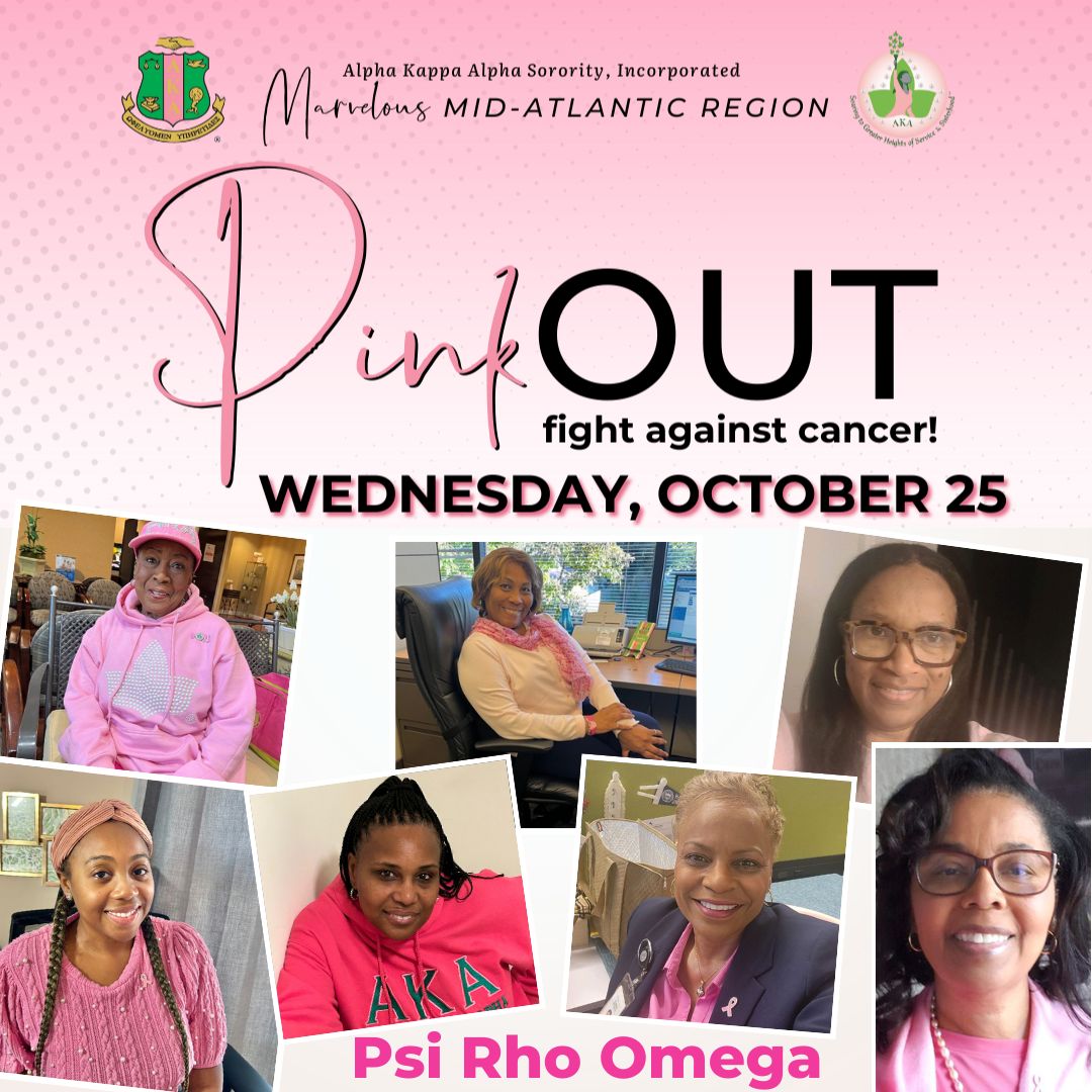 PsiRhoOmega's tweet photo. Psi Rho Omega is pretty in PINK supporting the fight against breast cancer. This is a serious matter.

#MARPinkOut
#WeWearPink
#pinkconnections
#AKAPRO https://t.co/ZGHyHZitCo