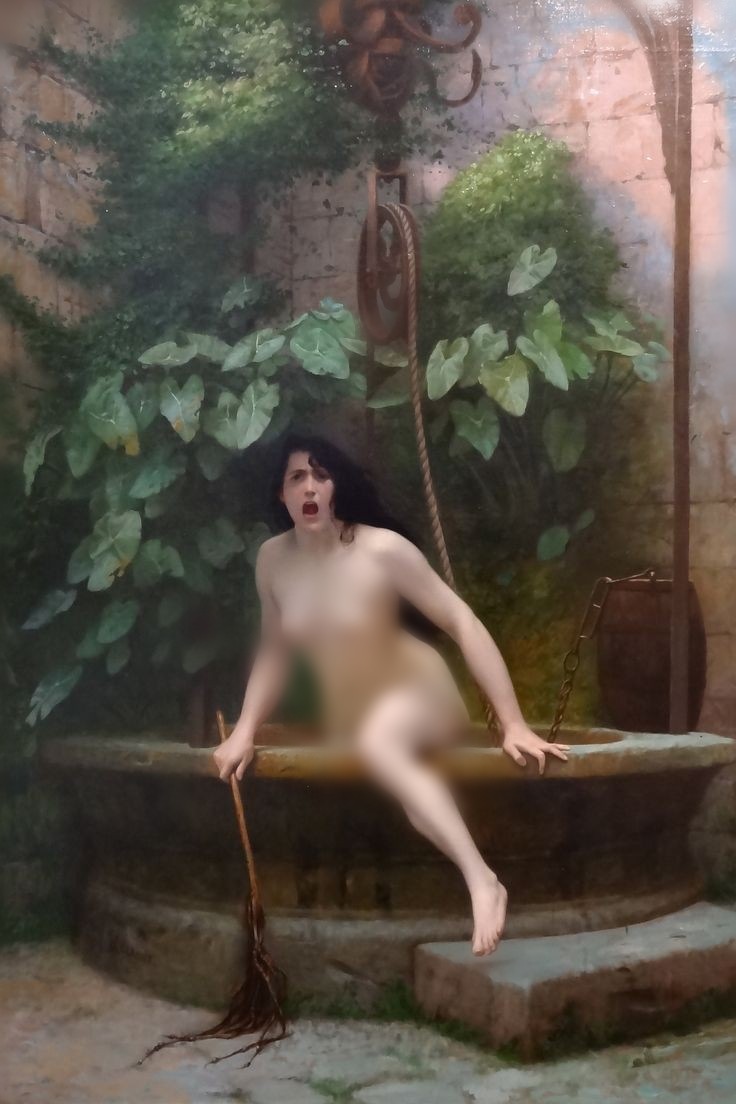 هذه اللوحة اسمها "الحقيقة العارية" أو "الحقيقة تخرج من البئر". للفنان الفرنسي جان ليون جيروم رسمها سنة 1896 م . . !
 اللوحة تحكي أسطورة الحقيقة والكذب التى انتشرت في القرن التاسع عشر.. حيث تقول الأسطورة:

 أن الكذب والحقيقة تقابلوا في يوم من الأيام . . فقال الكذب للحقيقة "إن