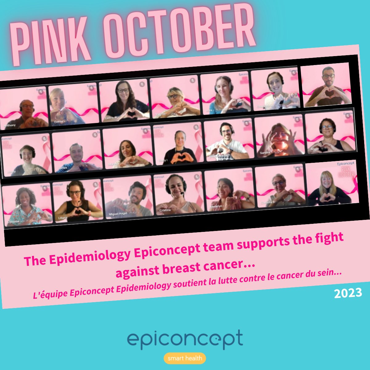 #pinkOctober Discover our #epidemiology Team supporting the breast cancer fight by using a dedicated wallpaper for all their meetings! The aim of the challenge is to provide financial support for a charity. #breastcancer #screening