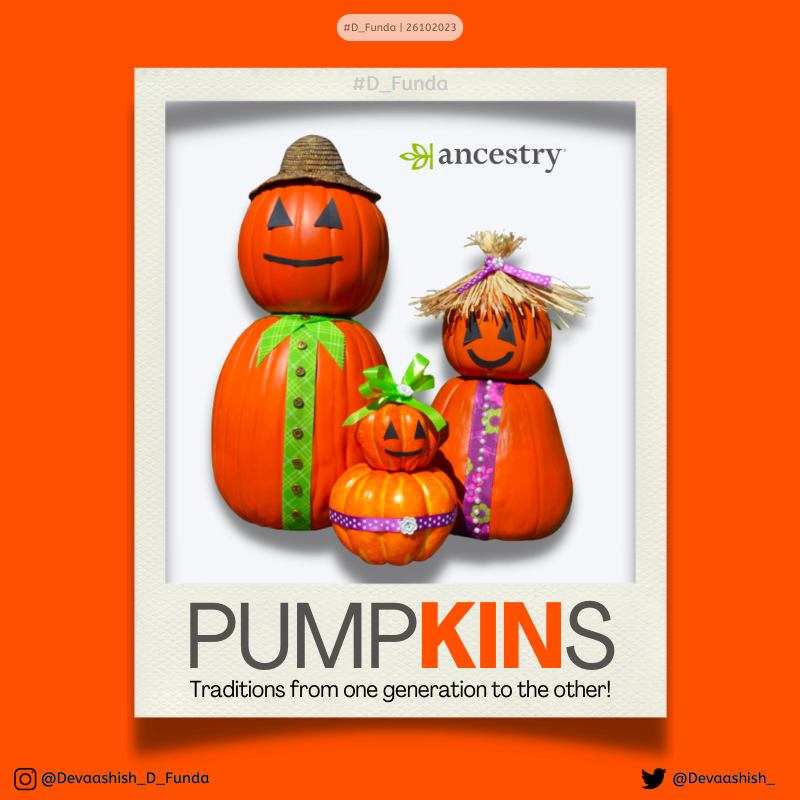 Devaashish_'s tweet photo. Today is #PumpkinDay!
.
.
.
So here's a #D_Funda topical,
With pumpKINs for @Ancestry!
.
.
.
#punD #adsD #worDplay #designD #PUNchline #writing #copywriting #advertising #momentmarketing #topicals #tradition #kin #pumpkin #pumpkinseason #Ancestry #NationalPumpkinDay #Halloween https://t.co/XKhUGt5ar1