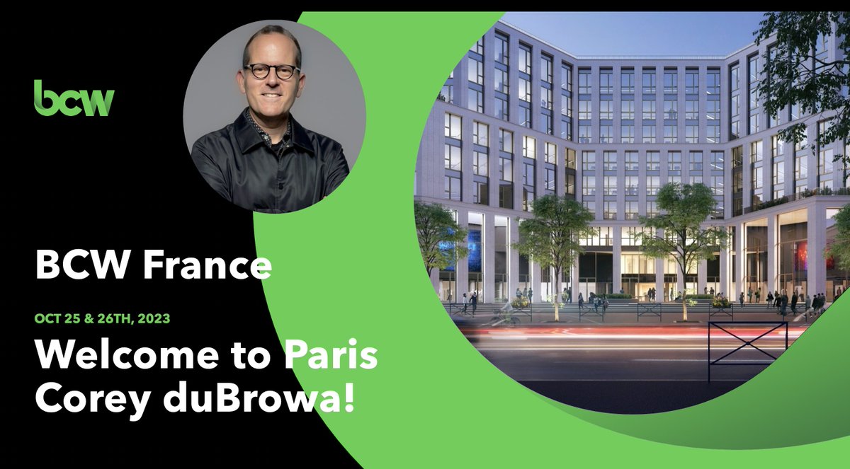 Bienvenue à Corey duBrowa, notre nouveau CEO @BCWGlobal, qui choisit Paris pour sa 1ère visite en Europe continentale. Avec <a href="/scottbwilson/">scott wilson</a>, Président EMEA BCW, ils vont s’immerger 2 jours dans la vie de l’agence et échanger avec nos équipes. #Inspiration #movingpeople
