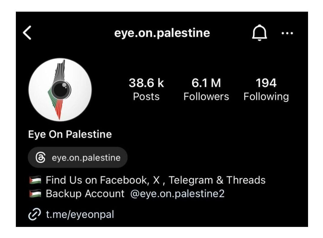 JaziraNews3's tweet image. Инстаграмм заблокировал  самый крупный палестинский аккаунт «Взгляд на Палестину» с более чем 6,1 миллионами подписчиков.

Это был один из немногих аккаунтов, который оперативно освещал о событиях в Палестине. 

#лицемеры #свободаСлова