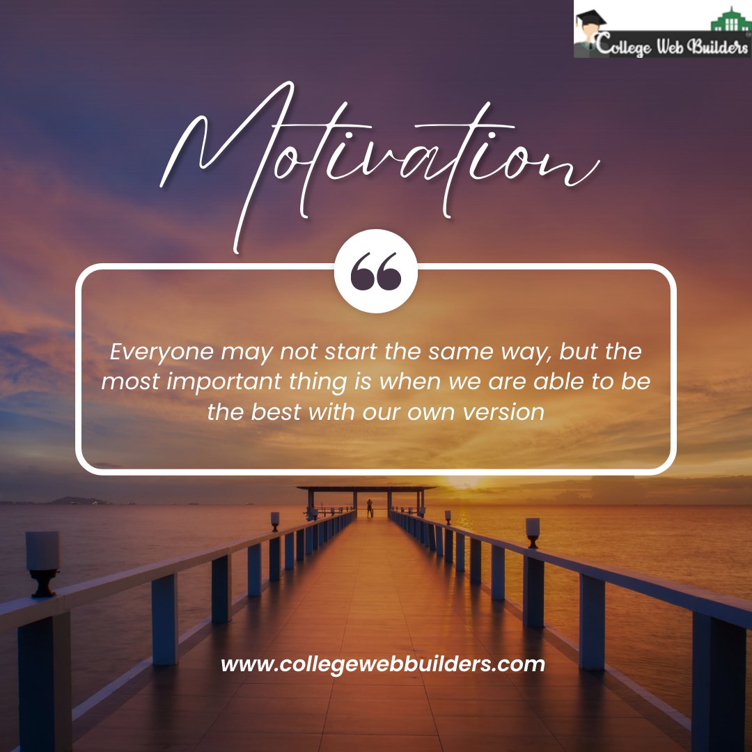 Everyone may not start the same way, but the most important thing is when we are able to be the best with our own version. collegewebbuilders.com . #collegewebbuilders #quotes #motivational #OneOfAKind #SuccessInYourOwnWay #inspired #contactus #share #like #itservice