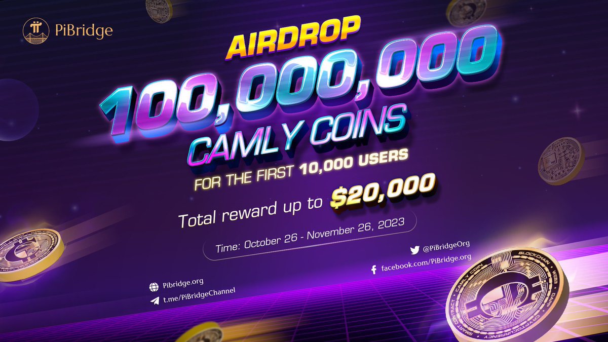 🔥AIRDROP 100,000,000 CAMLY COINS FOR THE FIRST 10,000 USERS 🔥

💸Attractive #Airdrop worth up to $20,000💸

🏵️ Mission: Complete all at gleam.io/IDmYc/airdrop-…

⏱️Time: October 26 - November 26, 2023
🎁Time and distribution of reward: Vest 9,999 CAMLY coins in 3 months