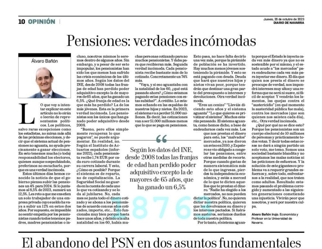 <a href="/DiariodeNavarra/">Diario de Navarra</a> me publica hoy este artículo sobre las pensiones y su gigantesco problema. Cc @JongoCervantes