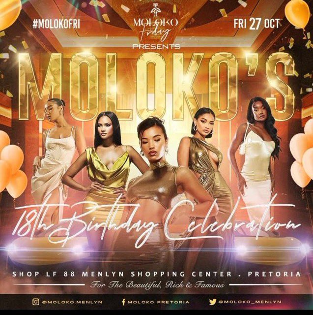 Tall_Shaun's tweet photo. #Moloko18thBirthday is a #HugeCelebration

A weekend to never forget @Moloko_Menlyn 🍾☄️🔥

#MolokoFridays 27th of October Big 18 Moloko Celebration https://t.co/LN6kPA0TY8