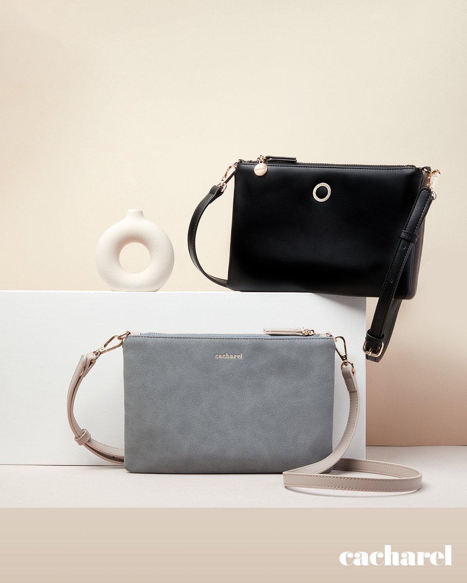 PLASTORIA's tweet photo. The Cacharel Alix showcases a unique design with two parts attached together, featuring natural light pink suede on one side and black on the other. This allows you to effortlessly match the bag with any outfit, making it a perfect accessory for every occasion.⁠ https://t.co/35vp3HsJJM