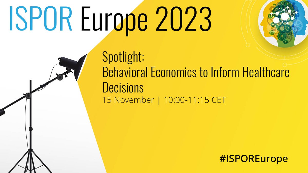 ISPORorg's tweet photo. “Behavioral Economics to Inform #Healthcare Decisions,” a spotlight session at #ISPOREurope, will offer an overview of #behavioraleconomics and examples of how its applications can inform #treatmentdecisions &amp; improve outcomes within chronic diseases. https://t.co/1B366xKaCg https://t.co/9F1IVi4FJS