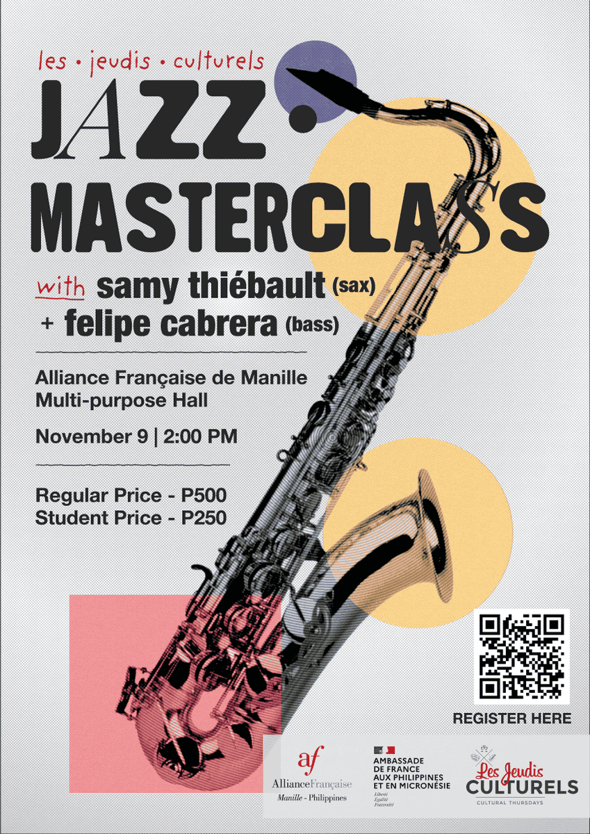 AFManille's tweet photo. CALLING #JAZZ ENTHUSIASTS ‼️
Thursday, November 09, 2PM
👉https://t.co/2uaK6MbUHl
#JazzMasterclass #MusicEducation #JazzEnthusiasts https://t.co/ECC0R5Sed3