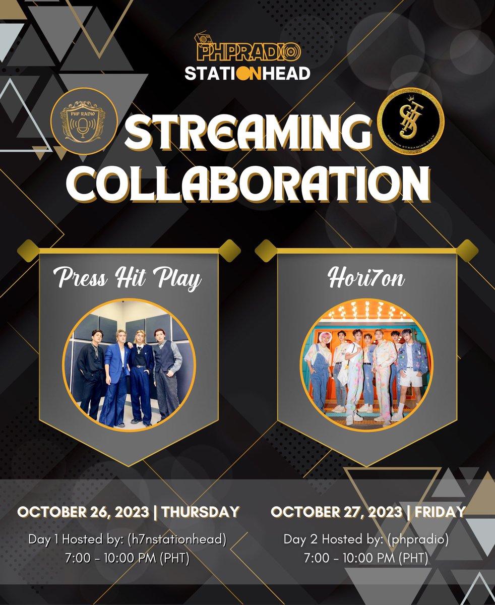 Pearls &amp; Anchors! 💛⚓️

Do you feel like Brand New Six7een? 
Why don't you come and join us @H7N_StreamTeam on <a href="/STATIONHEAD/">STATIONHEAD</a>? ✨

Oct26: stationhead.com/h7nstationhead
Oct27: stationhead.com/phpradio
7-10pm PHT

#Press_Hit_Play #HORI7ON
<a href="/PressHitPlay/">Press Hit Play Official</a> <a href="/HORI7ONofficial/">HORI7ONofficial</a>
#PressHitPlayxHori7on