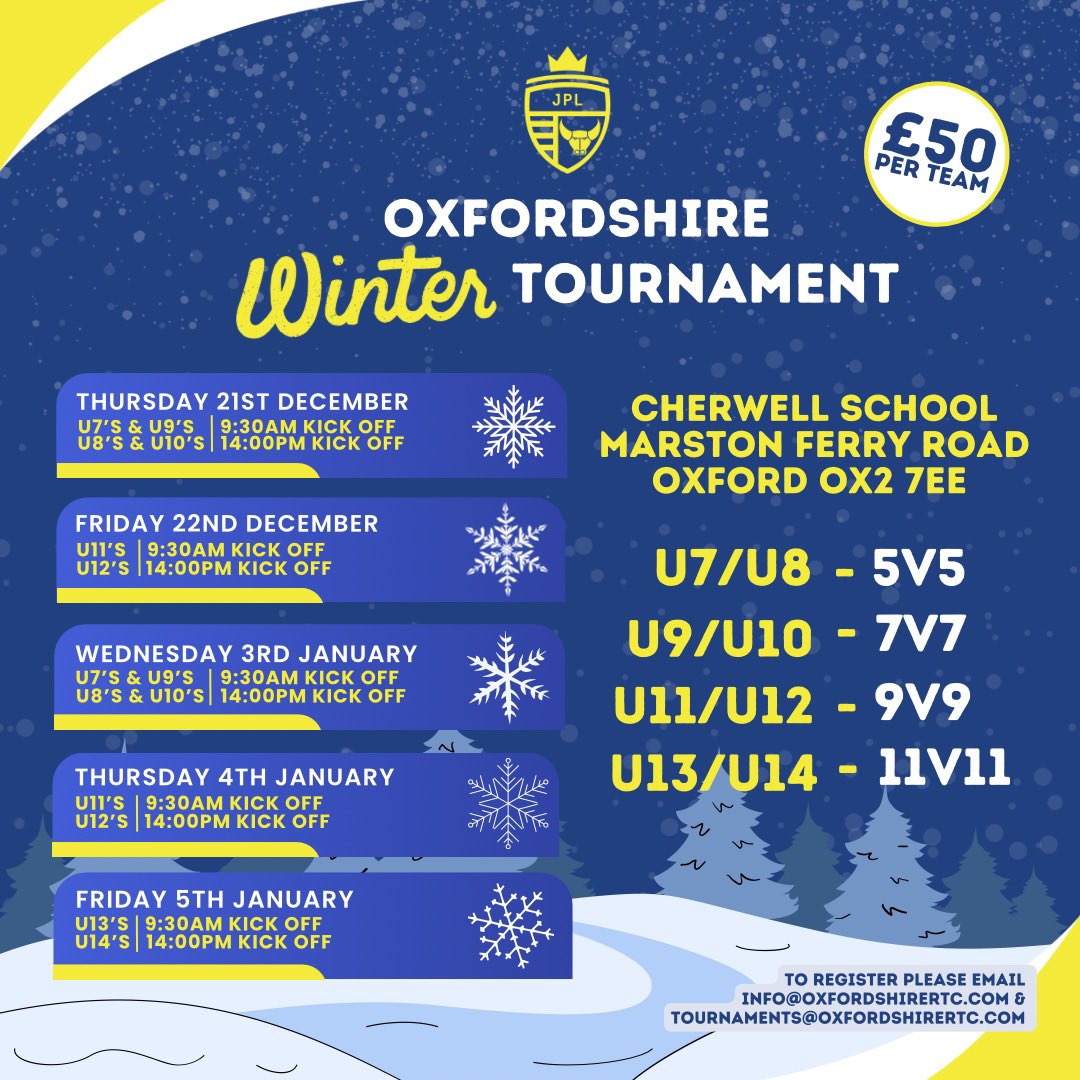OxfordshireRTCs's tweet photo. ❄️WINTER SERIES❄️

Our Winter Series PoWerPlaY tournament is LIVE!

🔦 U7 - U14
📍 @CherwellSchool
⏰ 9am - 5pm

All details on how to register and what age groups are in the link 👇🏼 

https://t.co/11W24LZoFf

We look forward to seeing you there! https://t.co/5cd6pVdghc