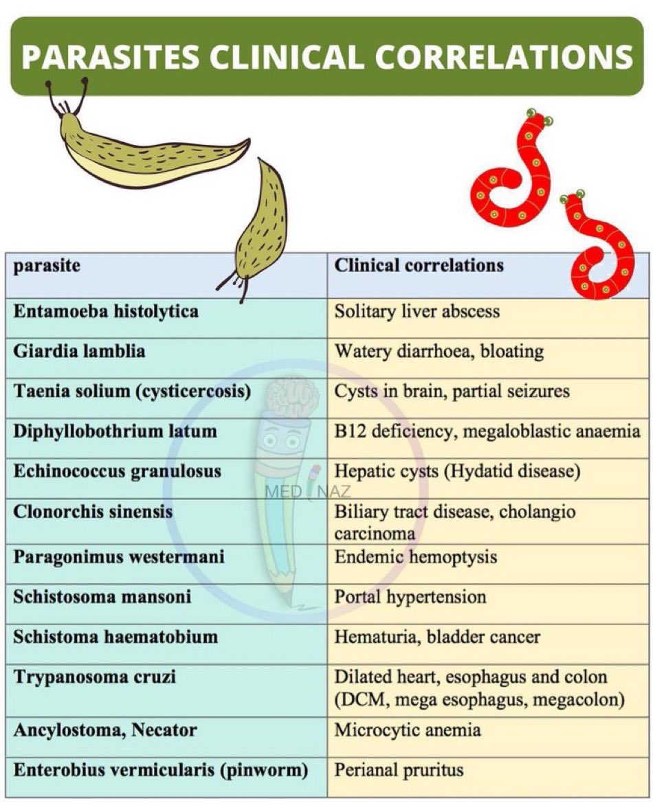 Great Summary of Parasites Clinical Correlations : 🐛

#medicine 
#medtwittwr