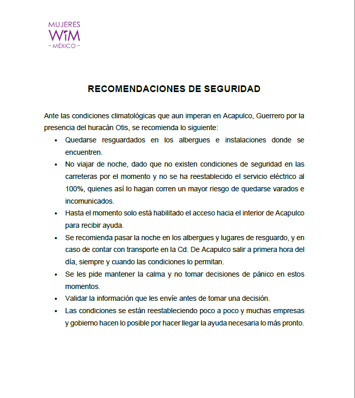 WimMexico's tweet photo. #COMUNICADO
Nuestra información NO es oficial, estamos compartiendo la que fluye con quienes están allá,  personas y hoteles en #Acapulco 

Asistentes ya están saliendo de la zona, por favor evalúen la seguridad de sus salidas.

Compartimos en cuanto tengamos mayores datos. https://t.co/nz0vXaPI1y