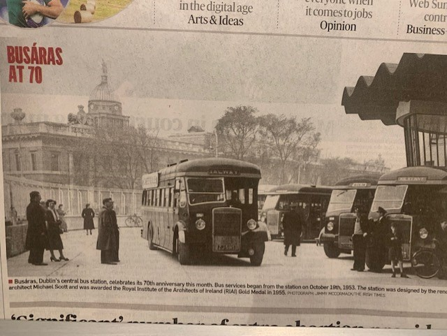 martylyricfm's tweet photo. Happy Birthday to Busáras… lovely photo on the front of the @IrishTimes today. https://t.co/9erLd2F5nV
