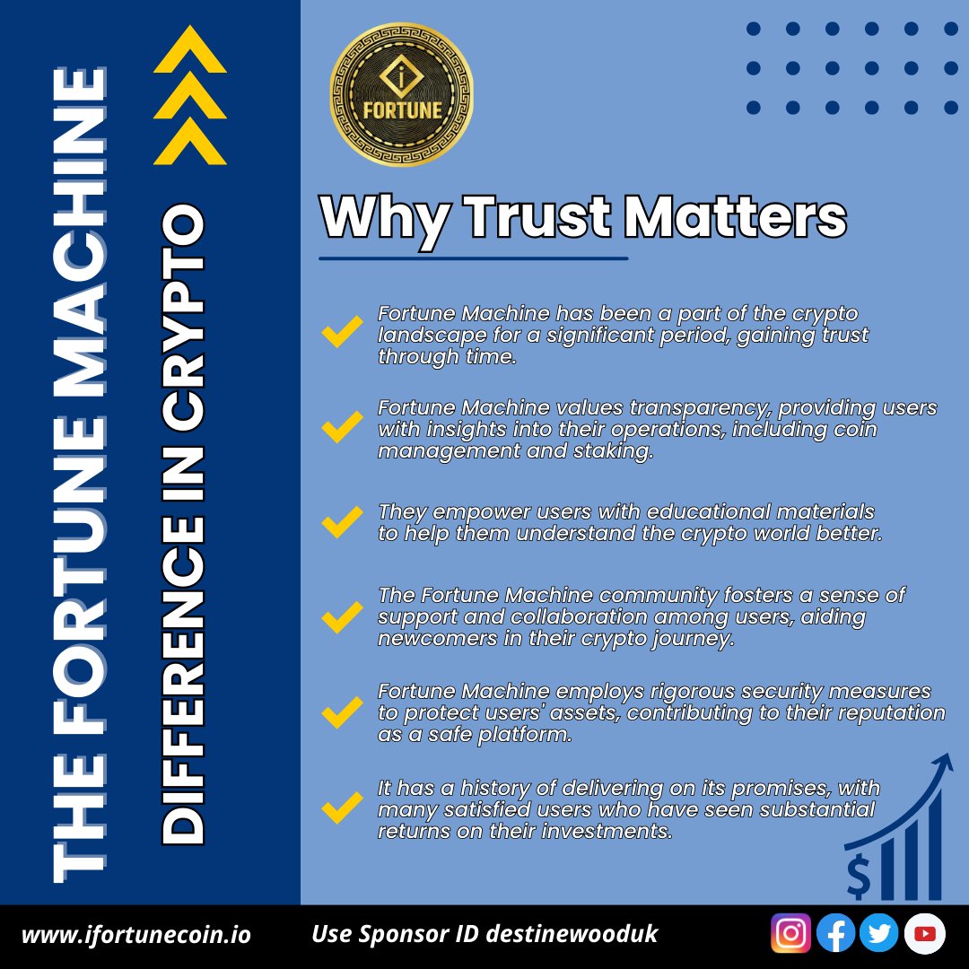 At Fortune Machine, trust is our cornerstone. As one of the most respected names in the crypto world, we've earned our reputation through transparency, reliability, and innovation. 
.
.
#FortuneMachine #CryptoTrust #CryptoInnovation #FinancialSecurity #CryptoWealth #JoinUsToday