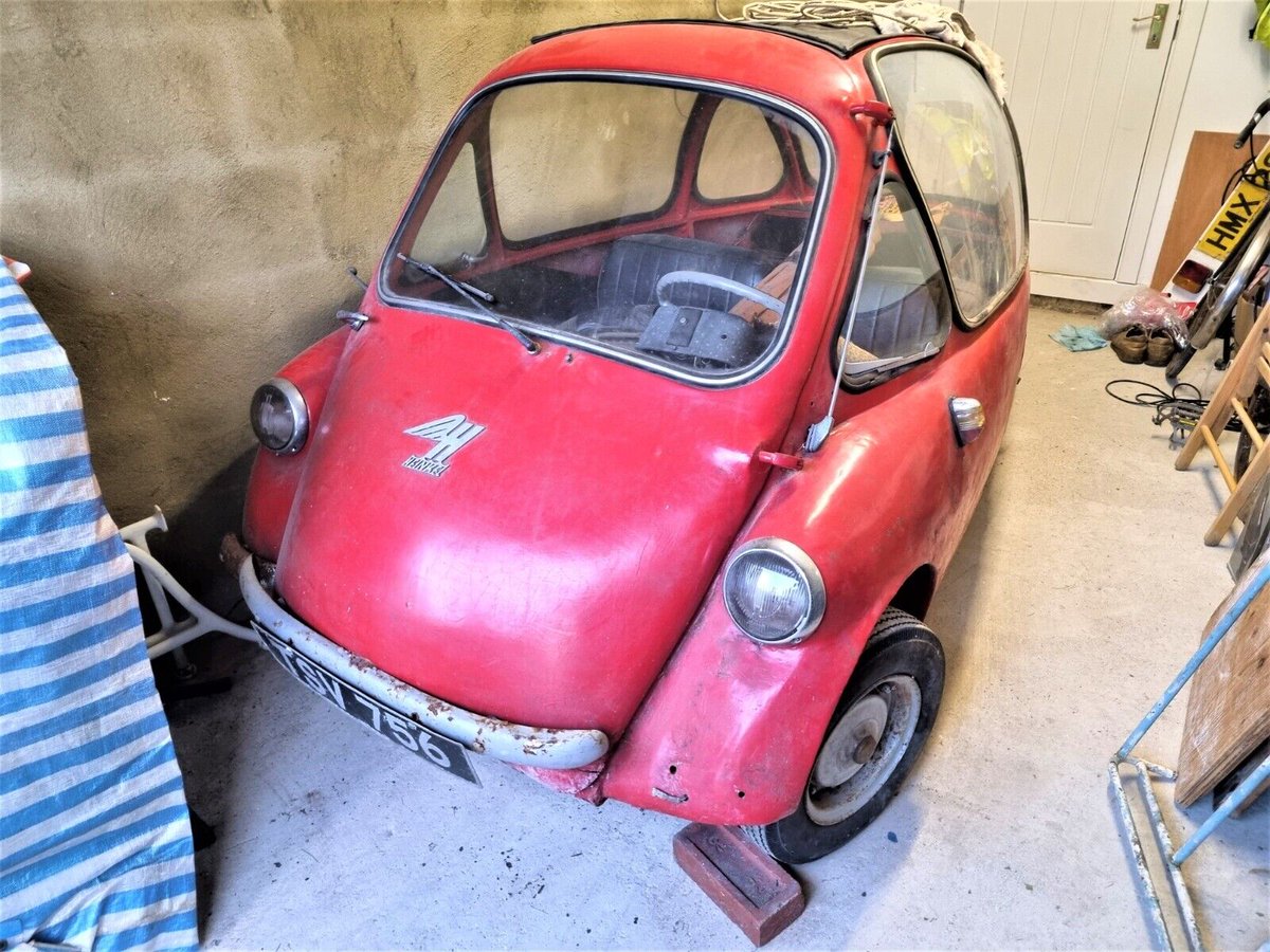 BarnFindsUK's tweet photo. Ad:  1958 Heinkel Bubble Car - "Was fully working and mobile 6 years ago"
On eBay here -->> https://t.co/TQWsUJFh65

 #ClassicCar #RetroVehicle #UniqueRide #CollectorCar #RareFind #heinkel #bubblecar https://t.co/wG5lD0hx7k