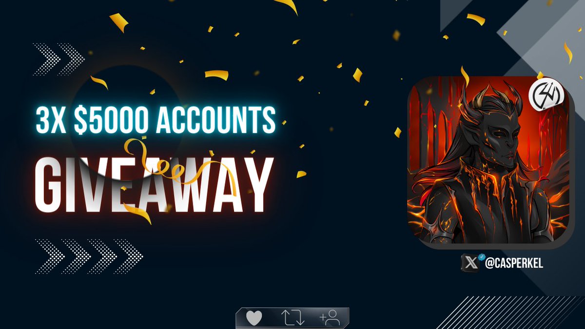 3 X $5000 Prop Giveaway 🎉🎉

To celebrate the launch of our Discord community, we are giving away 3x$5000 accounts to 3 random Followers!🎉 

Tasks to Win🔱

>> Follow @CasperKel &amp; @CKing0101
>> Join our Discord channel discord.gg/rfKWcc5v
>> Like, retweet and Tag 3 friends