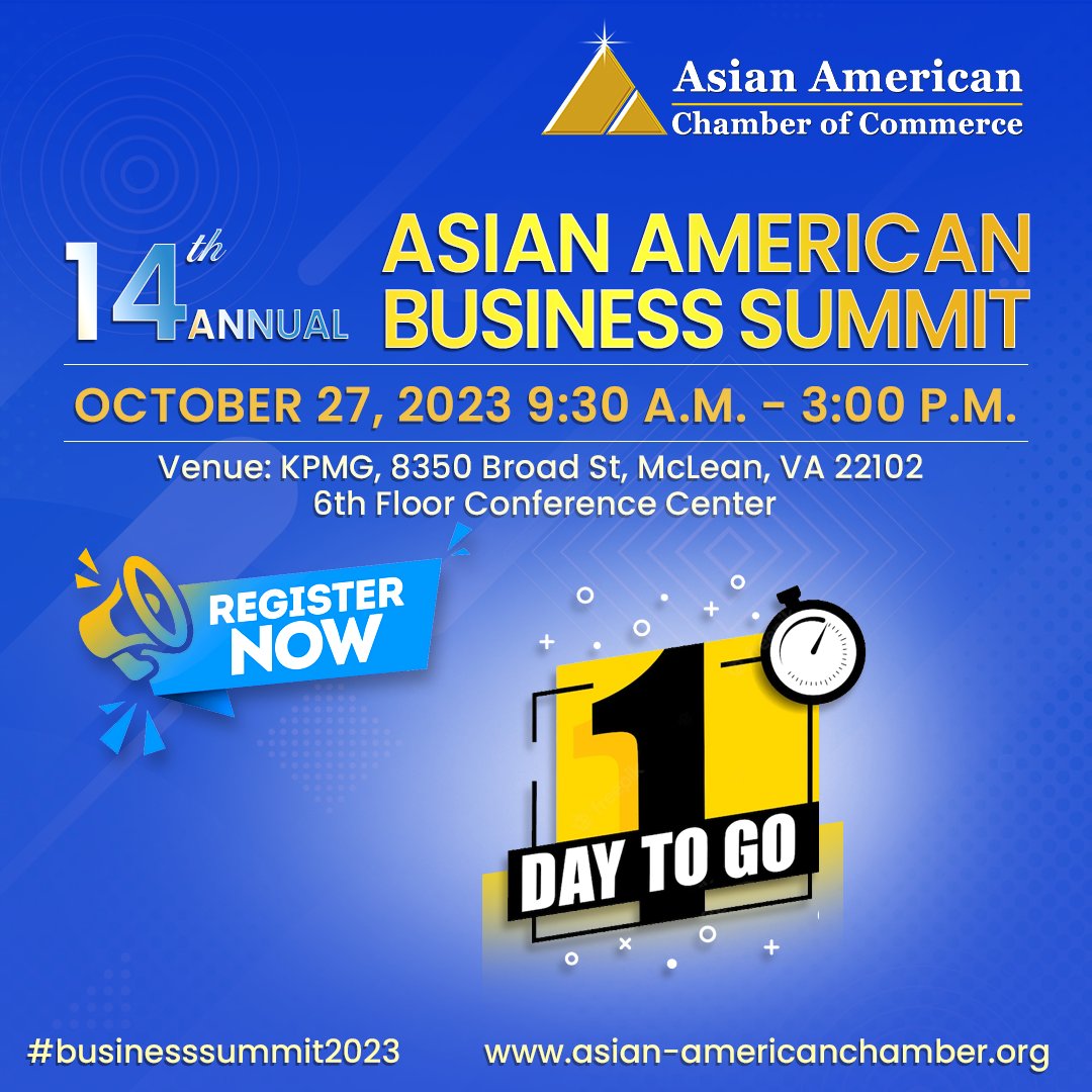 Have you reserved your ticket?
Join us for #AACC’s Signature #Event that continues the Chamber’s mission of advancement, advocacy, and recognition of business excellence serving our community.  
Reserve your space now asian-americanchamber.org/business-summi…

#AsianAmericanChamberOfCommerce