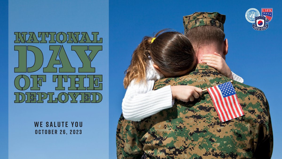 National Day of the Deployed, October 26th. Deployments can last anywhere from 90 days to 15 months. Today, take a moment to remember, honor and thank the dedication our deployed military displays for our country.

#NationalDay #DayOfTheDeployed #Deployment