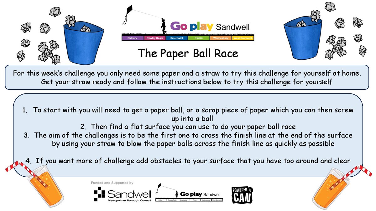 This week’s challenge is the paper ball race, follow the instructions below and try the challenge for yourself’

#gpschallenge
#goplaysandwell
#activitiesforkids
#playathome