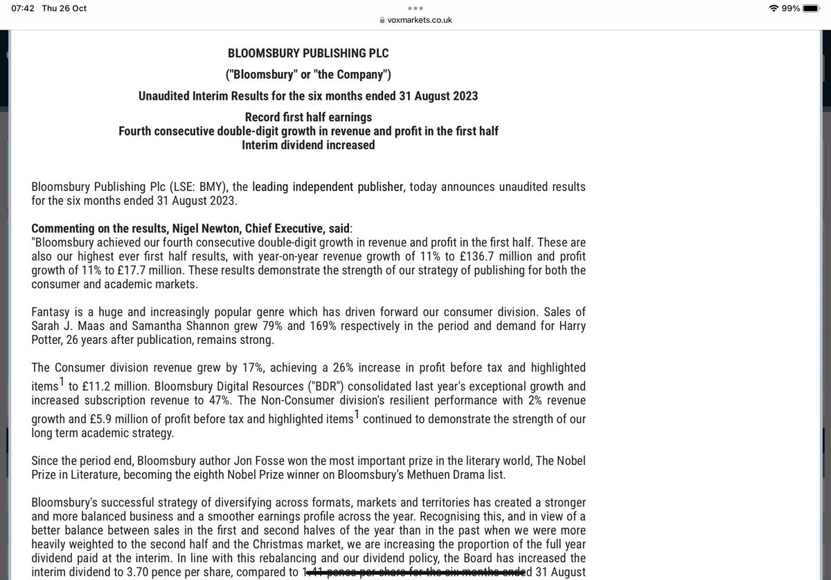 reb40's tweet image. #BMY Interims read well with record revenues

Nice dividend increase too

Digital remains the jewel in the crown

Time I had another look 👀(previous holding)