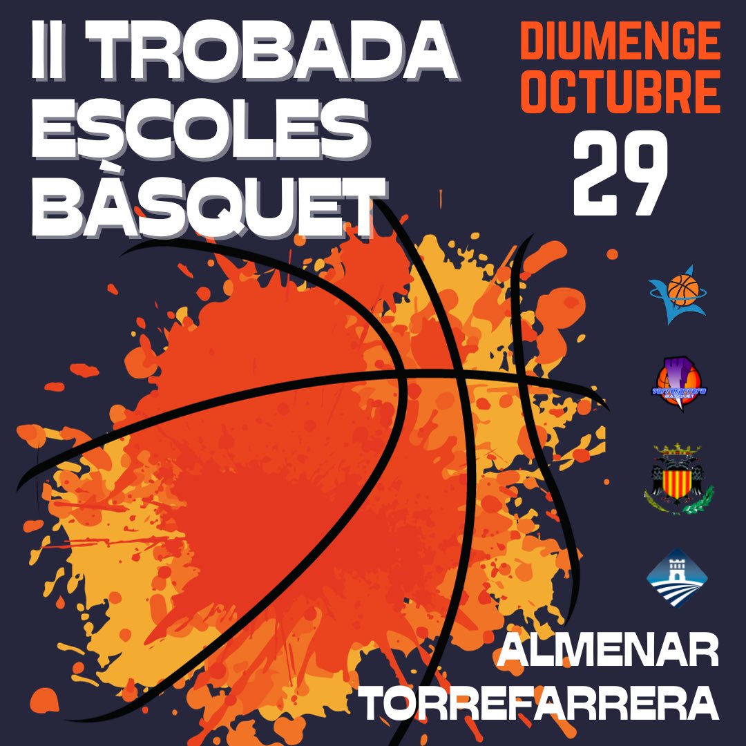 🚨II Trobada d’Escoles de Bàsquet a Almenat i Torrefarrera

📅 Diumenge 29 d’octubre
🕘 9:00 a 14:00
📍 Pavelló Poliesportiu Municipal (Almenar)
📍 Pavelló Municipal Manel Bosch (Torrefarrera)

Us hi esperem!!!

#entretotsfembàsquet🏀🏀🏀 
#a100ambelbàsquet 
#animarnoéscorregir
