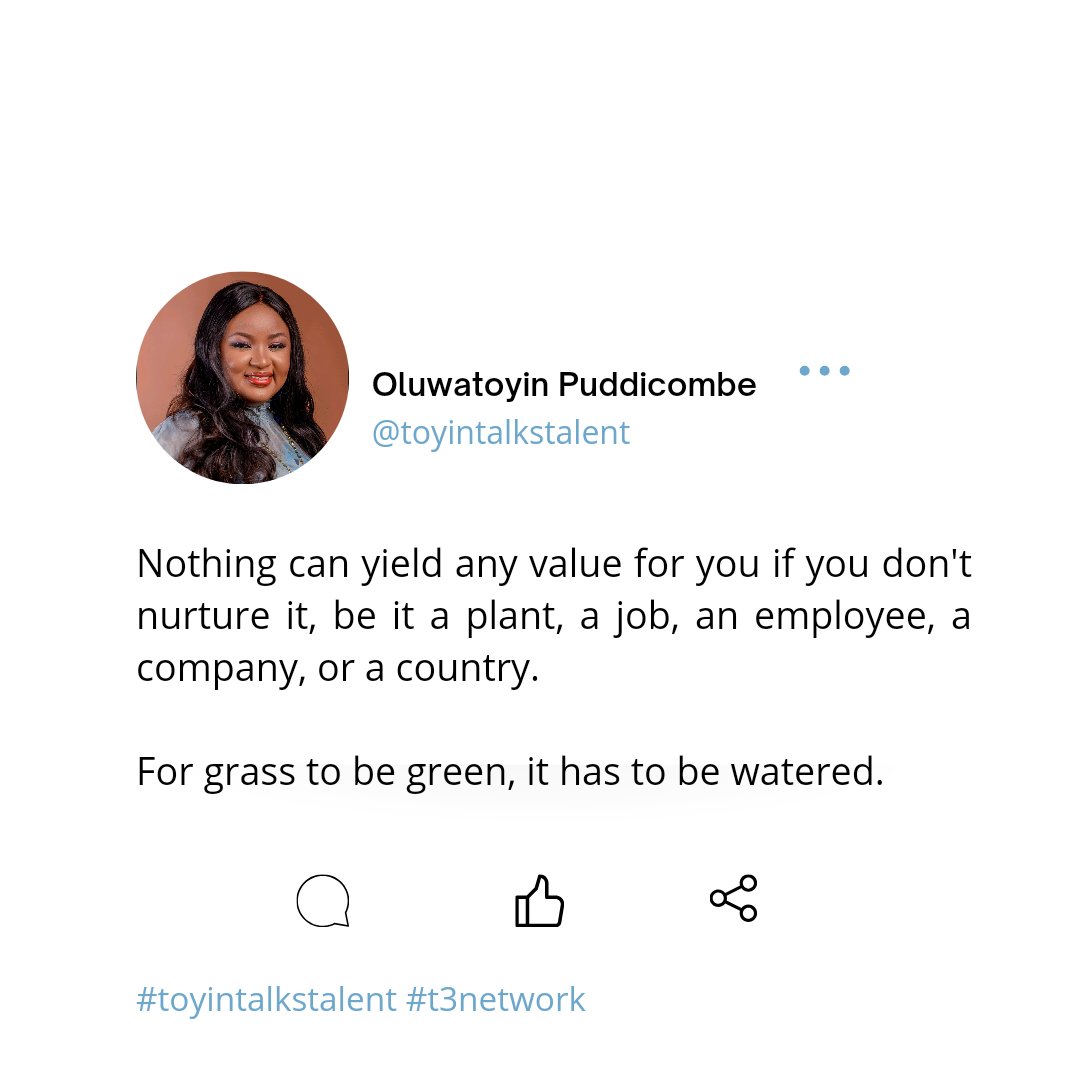 toyinpuddy's tweet photo. Nothing becomes attractive or desirable by chance. Someone thought it was worth investing in!
#thursdaythoughts
#toyintalkstalent #t3network #Talent #career #talentmanagement #careercoaching #TheTalentGuide #CareerFit #careerfitness #employee #employer #workplace https://t.co/WQST3DRg4B