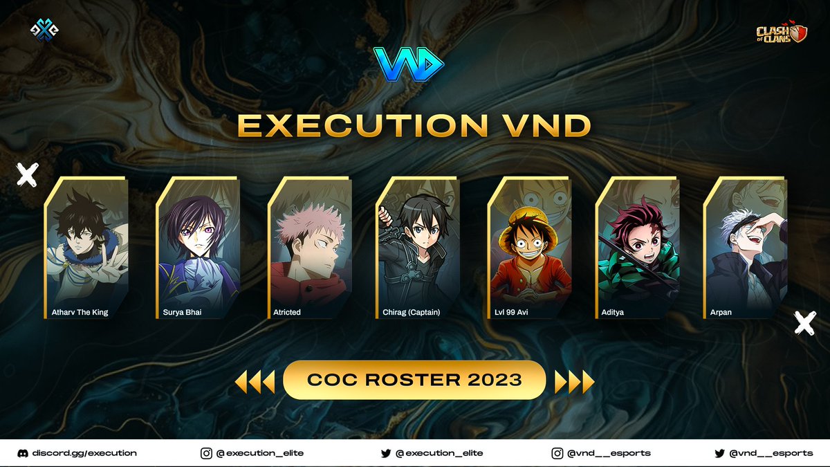 vnd__esports's tweet photo. ๐ฃ Exciting News! Introducing the New Roster: eXecution VND! ๐ฎ๐ฅ
๐ To celebrate, we're giving away 4 Discord Nitro
To enter:
1โฃ Like โค๏ธ
2โฃ Retweet ๐
3โฃ Follow @VND_chirag @vnd__esports @Execution_Elite
#VndEsports #eXecutionElite #ClashOfClans #Giveaway https://t.co/wkWsuyqtl6