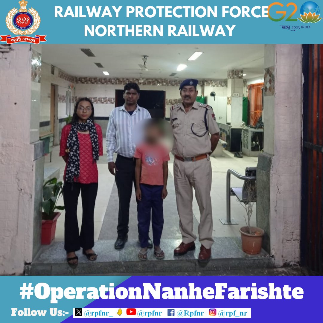 rpfnr_'s tweet photo. *खो ना जाएं ये  तारे ज़मी पर* 

Under #OperationNanheFarishte
#RPF NR rescued a  minor and handed over to Child line for Care and Protection. 
#ChildRescue
@AshwiniVaishnaw @RailMinIndia @RailwayNorthern @RPF_INDIA https://t.co/zSmwnspW72